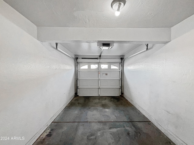 garage with a garage door opener