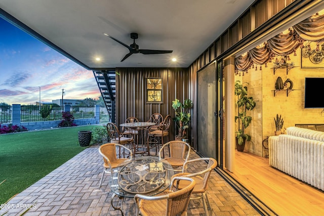 908 W Caldwell St, Phoenix, AZ 85041 - view of patio / terrace featuring fence and a ceiling fan