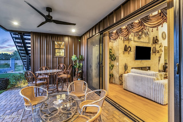 908 W Caldwell St, Phoenix, AZ 85041 - interior space with fence, a ceiling fan, and outdoor dining area