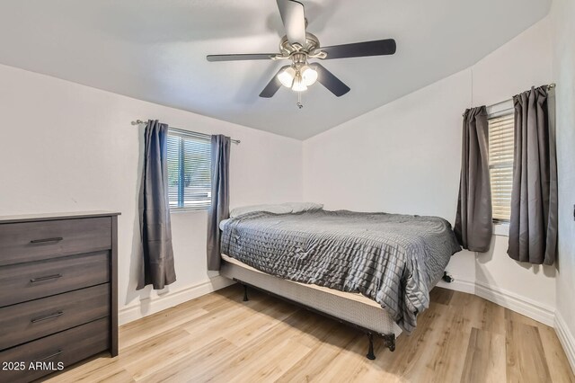 624 N Ashbrook Cir, Mesa, AZ 85213 - bedroom featuring baseboards, light wood-type flooring, and ceiling fan
