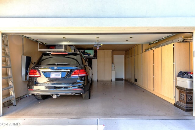 garage with a garage door opener