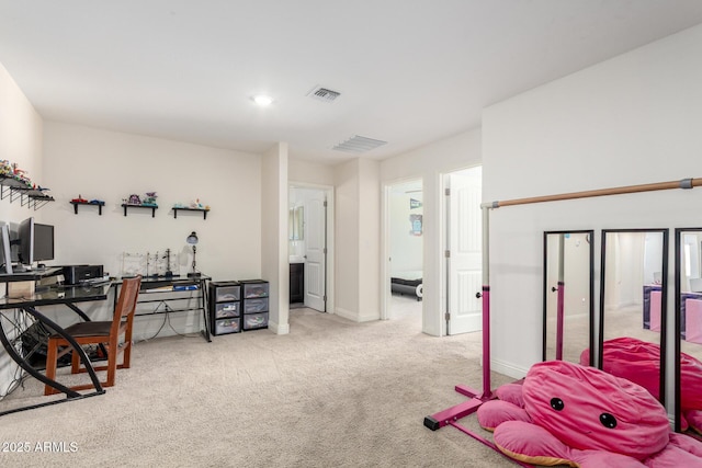 office area featuring carpet floors and baseboards