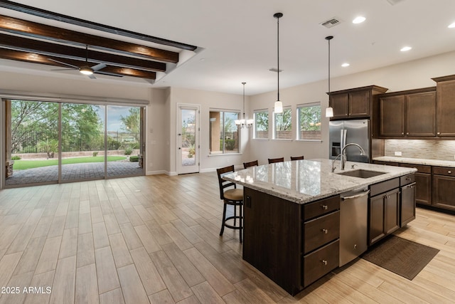 31207 N 124th Dr, Peoria, AZ 85383 - kitchen featuring appliances with stainless steel finishes, plenty of natural light, backsplash, a sink, and recessed lighting