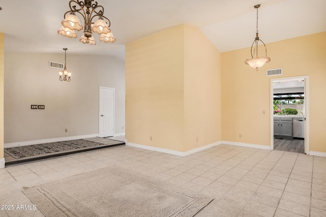1549 N La Rosa Dr, Tempe, AZ 85288 - interior space featuring a chandelier and lofted ceiling