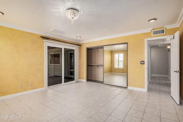 1549 N La Rosa Dr, Tempe, AZ 85288 - unfurnished bedroom featuring ornamental molding, a chandelier, a closet, and access to outside