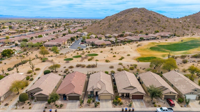 bird's eye view featuring a residential view and a mountain view