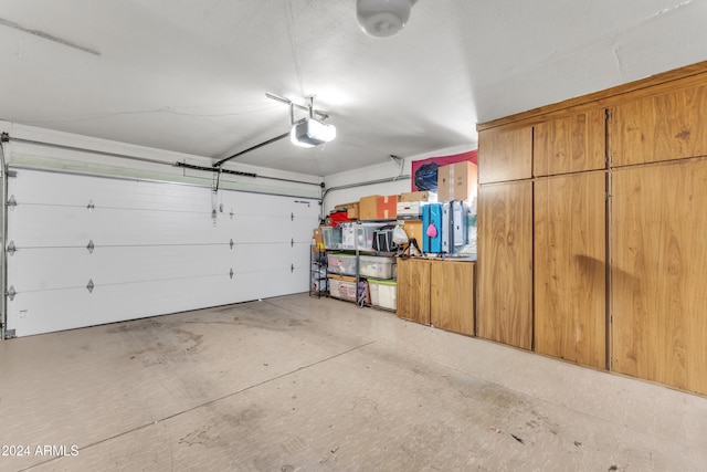 garage with a garage door opener