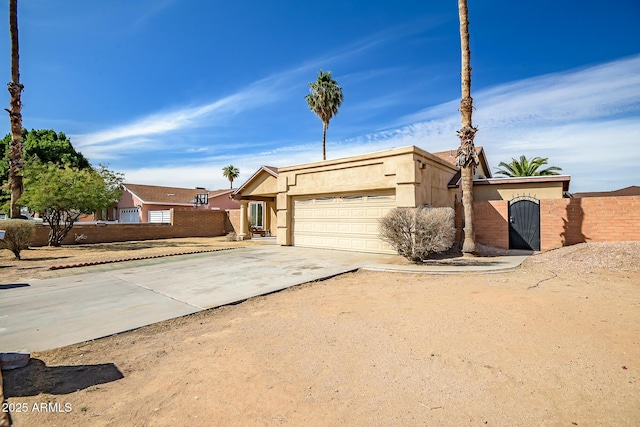 single story home with a garage