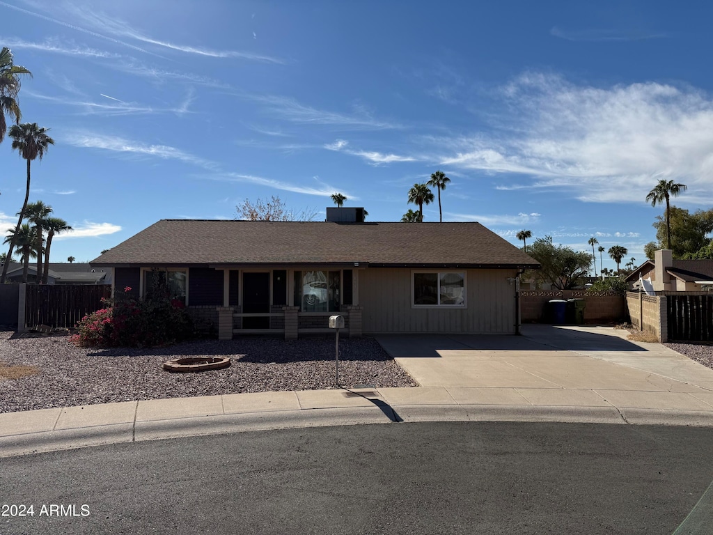 view of single story home