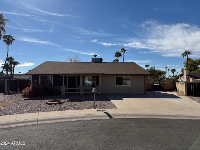 view of single story home