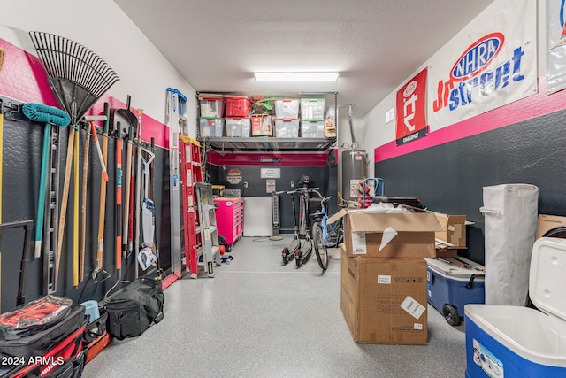 storage area with water heater