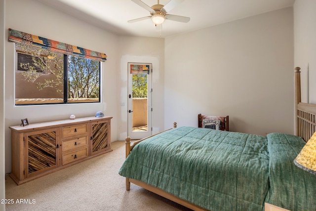 bedroom with carpet flooring and ceiling fan