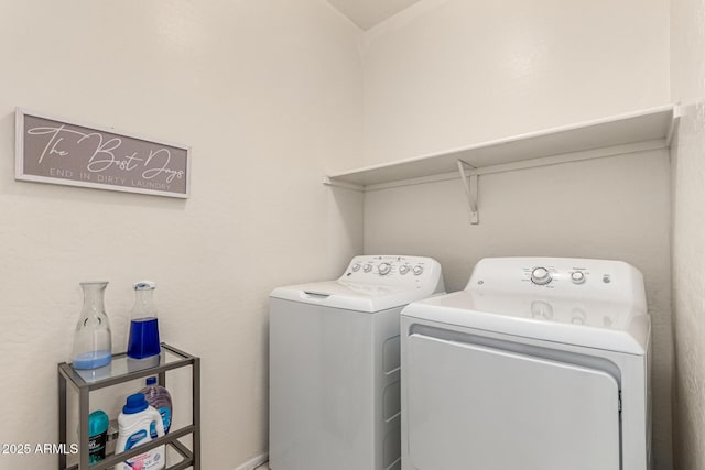 laundry room featuring washer and dryer and laundry area