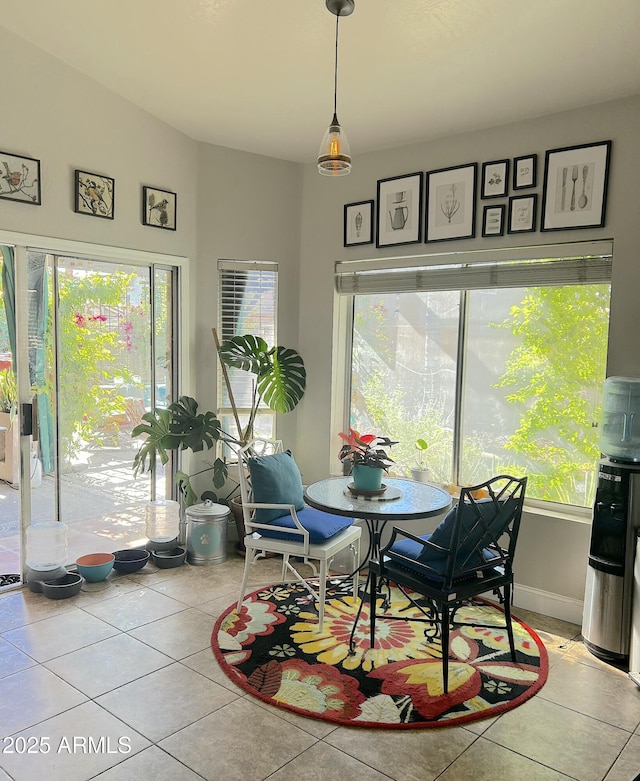 dining room with light tile patterned floors