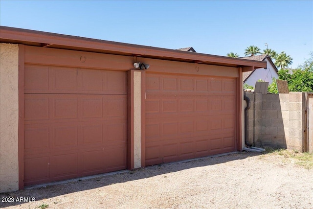 view of garage