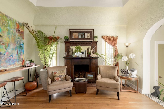 living area with light wood-type flooring