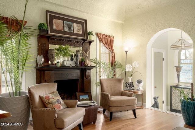 living area featuring hardwood / wood-style floors