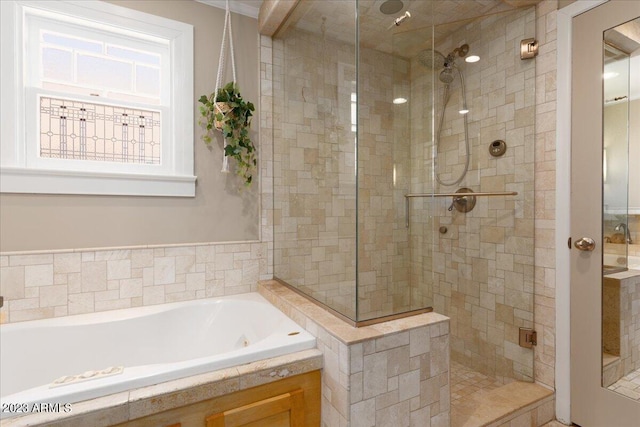 bathroom with plus walk in shower