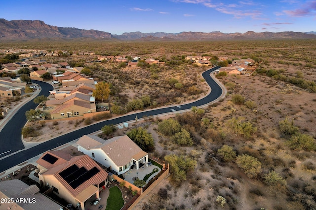 bird's eye view with a residential view and a mountain view