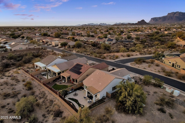 aerial view with a mountain view and a residential view