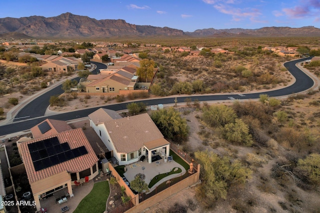 aerial view with a residential view and a mountain view