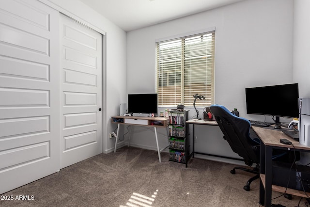 view of carpeted office space