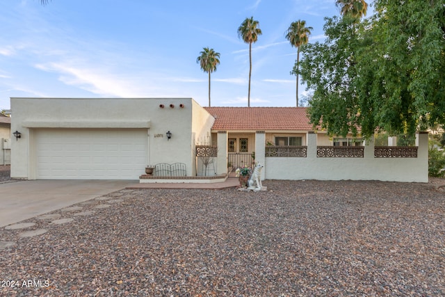 view of front of home with a garage