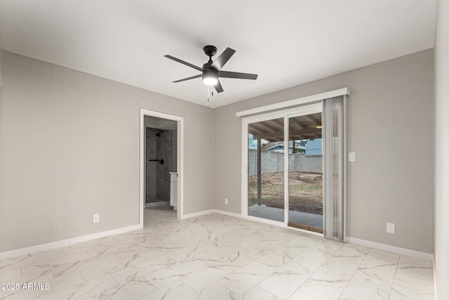 9105 N 13th St, Phoenix, AZ 85020 - empty room with a ceiling fan, baseboards, and marble finish floor