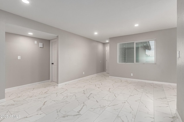9105 N 13th St, Phoenix, AZ 85020 - spare room with recessed lighting, baseboards, and marble finish floor