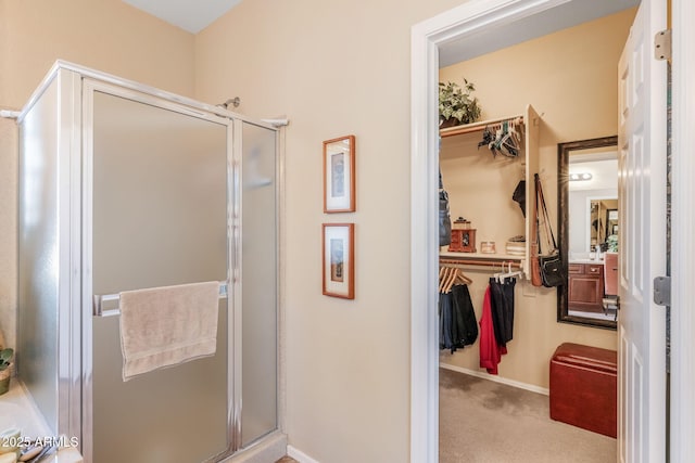 bathroom featuring an enclosed shower