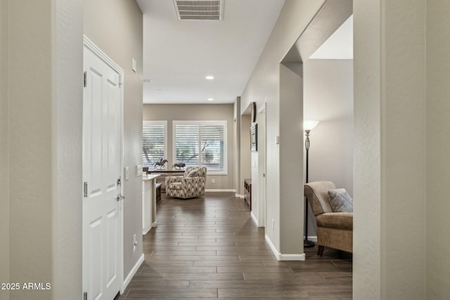 hall featuring dark hardwood / wood-style floors