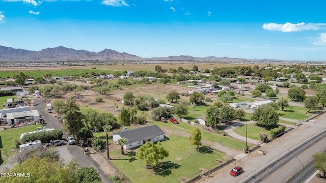 drone / aerial view featuring a mountain view