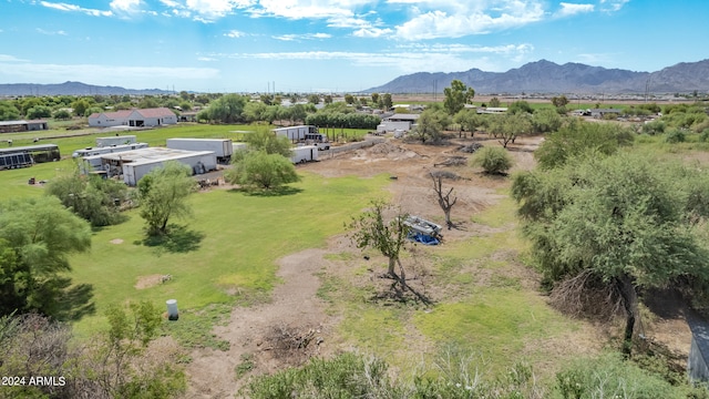 birds eye view of property with a rural view and a mountain view