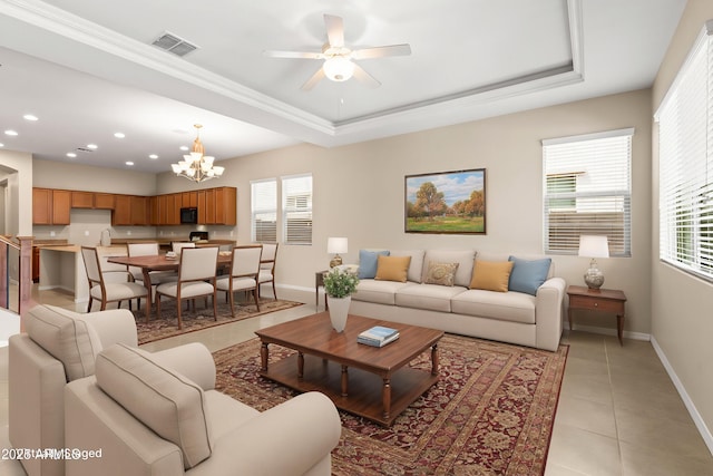 3072 E Appaloosa Rd, Gilbert, AZ 85296 - living room featuring light tile patterned floors, visible vents, baseboards, and a healthy amount of sunlight
