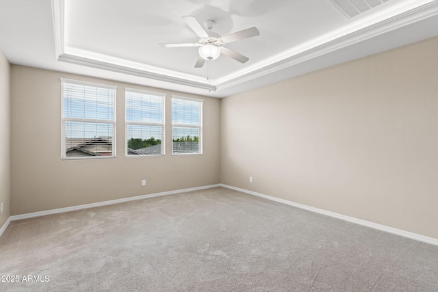 3072 E Appaloosa Rd, Gilbert, AZ 85296 - carpeted spare room with baseboards, a ceiling fan, visible vents, and a raised ceiling