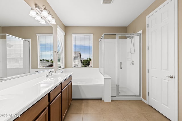 3072 E Appaloosa Rd, Gilbert, AZ 85296 - full bathroom featuring tile patterned floors, a stall shower, and a sink