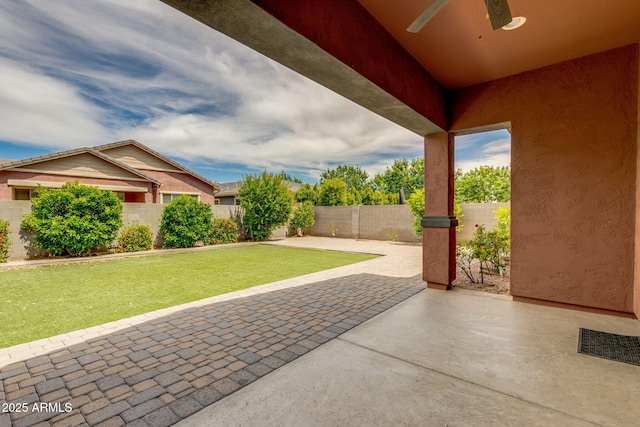 3072 E Appaloosa Rd, Gilbert, AZ 85296 - view of patio featuring ceiling fan and a fenced backyard
