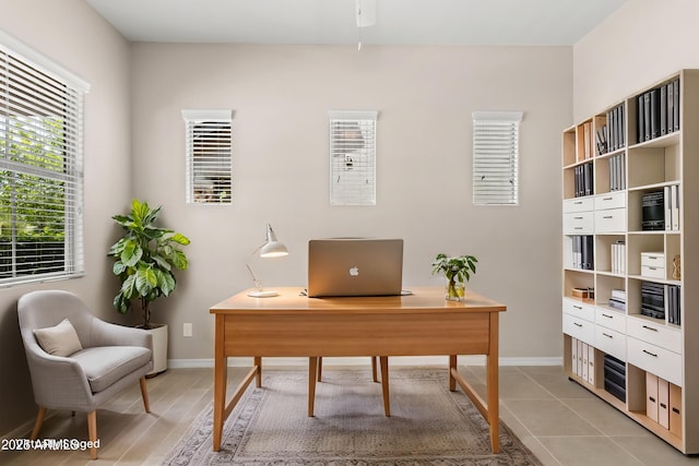 3072 E Appaloosa Rd, Gilbert, AZ 85296 - office with baseboards and a ceiling fan