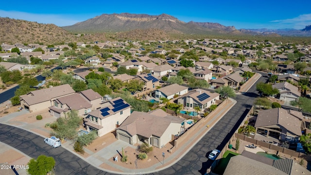 bird's eye view with a mountain view