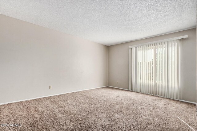 empty room featuring carpet flooring and a textured ceiling