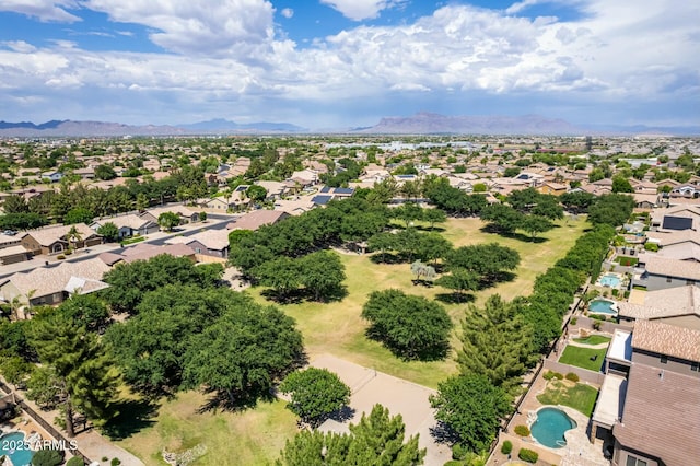 bird's eye view with a residential view and a mountain view