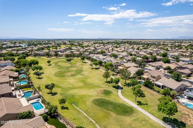 bird's eye view with a residential view and golf course view