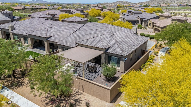 aerial view with a residential view and a mountain view