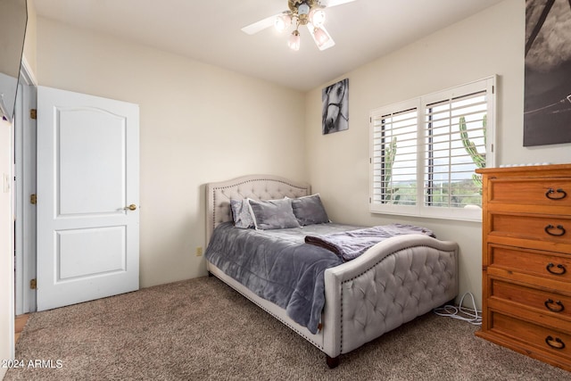 bedroom with carpet flooring and ceiling fan