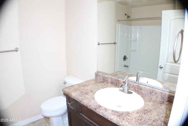 full bathroom featuring vanity, toilet, and shower / bath combination