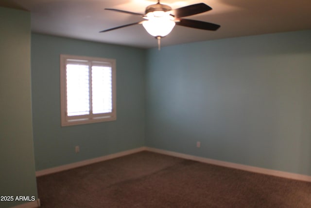 empty room with carpet floors and ceiling fan