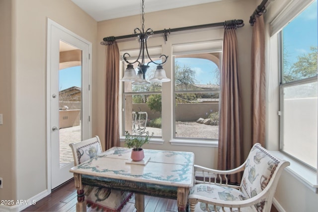 9305 E Canyon View Rd, Scottsdale, AZ 85255 - dining room featuring plenty of natural light, baseboards, and dark wood-style flooring