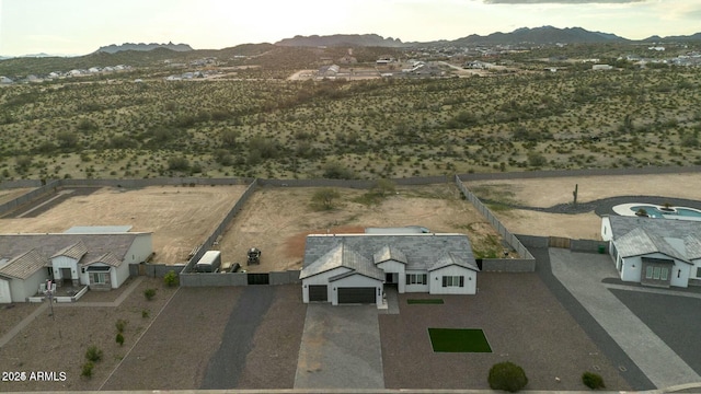 drone / aerial view with a mountain view