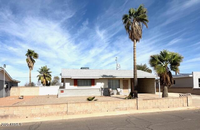 view of single story home