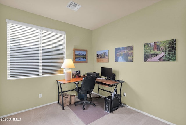 view of carpeted office